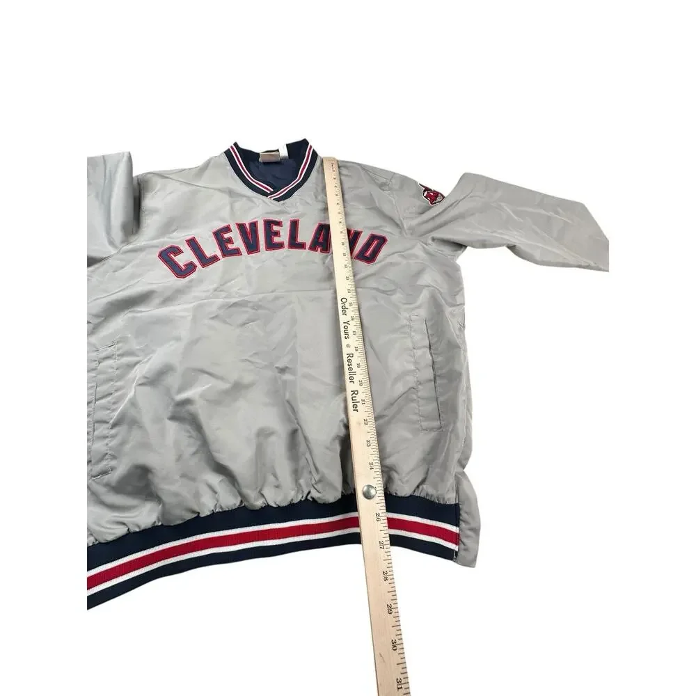 VTG Y2K Cleveland Indians Guardians Wahoo MLB Windbreaker Pullover SZ M Gray - Picture 4 of 12